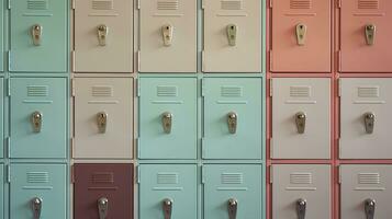 AI generated Generative AI, Row of high school lockers in the hallway, locker room photo