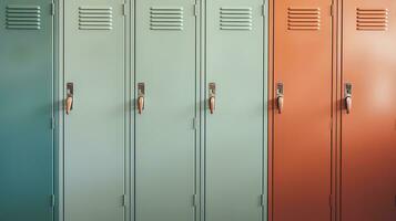 AI generated Generative AI, Row of high school lockers in the hallway, locker room photo