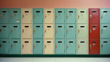 AI generated Generative AI, Row of high school lockers in the hallway, locker room photo