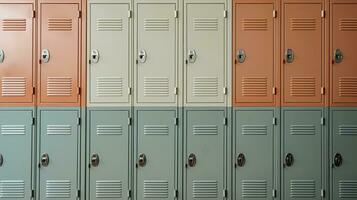 AI generated Generative AI, Row of high school lockers in the hallway, locker room photo