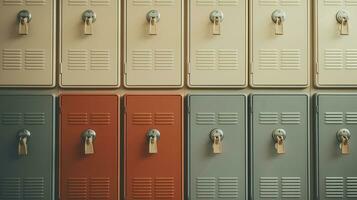 AI generated Generative AI, Row of high school lockers in the hallway, locker room photo