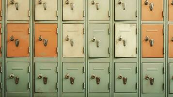 AI generated Generative AI, Row of high school lockers in the hallway, locker room photo