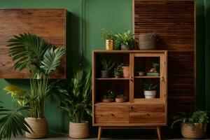 Isolated picture of an old wooden sideboard, AI Generative photo