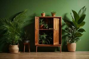 Isolated picture of an old wooden sideboard, AI Generative photo