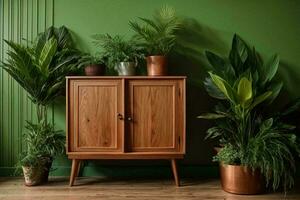 Isolated picture of an old wooden sideboard, AI Generative photo