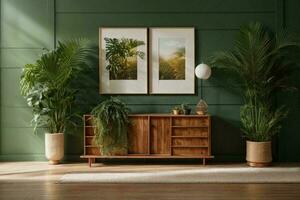 Isolated picture of an old wooden sideboard, AI Generative photo