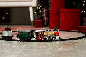 Christmas-themed toy railway, room decoration item photo