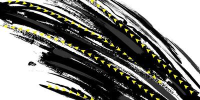 negro grunge cepillo antecedentes con amarillo flecha aislado en blanco antecedentes. deporte antecedentes. rasguño y textura elementos para diseño vector