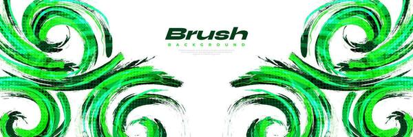 Green Brush Background with Halftone Effect. Sport Background with Grunge Style. Scratch and Texture Elements For Design vector