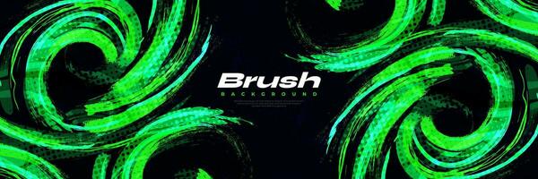 Green Brush Background with Halftone Effect. Sport Background with Grunge Style. Scratch and Texture Elements For Design vector