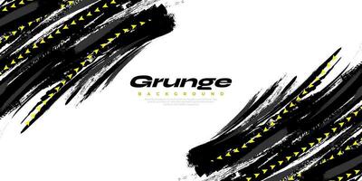 Black Grunge Brush Background with Yellow Arrow Isolated on White Background. Sport Background. Scratch and Texture Elements For Design vector