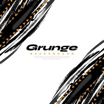 Black Grunge Brush Background with Yellow Arrow Isolated on White Background. Sport Background. Scratch and Texture Elements For Design