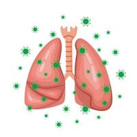 Vector drawing of lungs with viruses