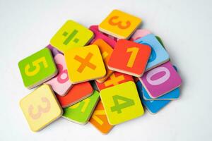 Math number colorful, education study mathematics learning teach concept. photo