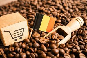 Germany flag on coffee bean, import export trade online commerce concept. photo