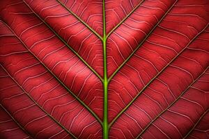 abstract red striped of foliage from nature, detail of leaf textured background. generative ai. photo