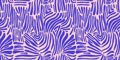 Abstract seamless background with lines of different thicknesses and shapes. Hand drawn. Pink background with blue lines. vector