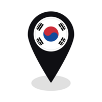 bandera de sur Corea bandera en mapa determinar con precisión icono aislado negro color png