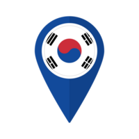 Flag of South Korea flag on map pinpoint icon isolated blue color png