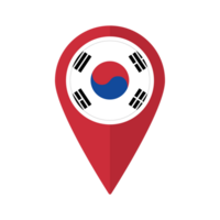 bandiera di Sud Corea bandiera su carta geografica Pinpoint icona isolato rosso colore png