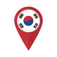 Flag of South Korea flag on map pinpoint icon isolated red color vector