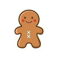 Cute gingerbread man cookie on white background. vector