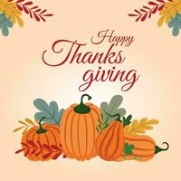 Happy Thanksgiving with pumpkins vector illustration