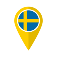 flagga av Sverige flagga på Karta precisera ikon isolerat gul Färg png