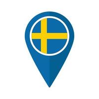 Flag of Sweden flag on map pinpoint icon isolated blue color vector
