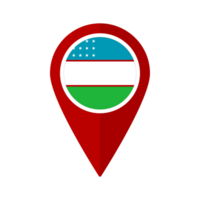 Flag of Uzbekistan flag on map pinpoint icon isolated red color png