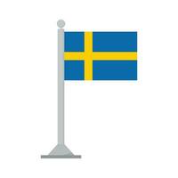 Flag of Sweden on flagpole isolated vector