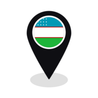 Flag of Uzbekistan flag on map pinpoint icon isolated black color png