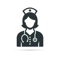 enfermero icono. médico asistente con estetoscopio y gorra para cuidado de la salud. vector ilustración