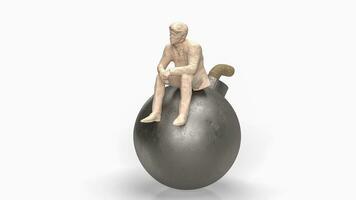 The man siting on Bomb for Business crisis concept 3d rendering photo