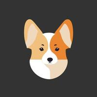 Welsh corgi icon. Cute puppy on a black background. Dog vector icon. Animal logo design template.