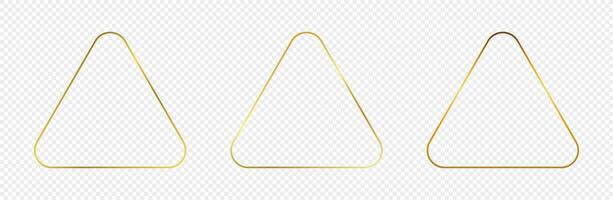 Gold glowing rounded triangle frame vector