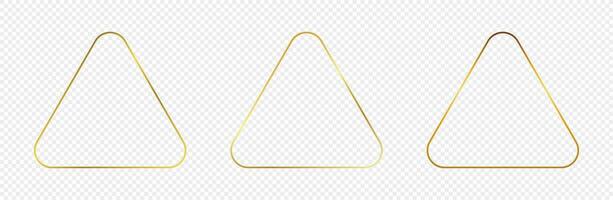 Gold glowing rounded triangle frame vector