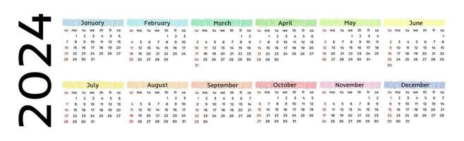 Calendar for 2024 isolated on a white background vector