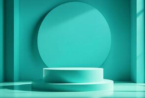 Empty Tosca Rounded Pedestal Stage Background with Natural Lighting for Product Placement photo