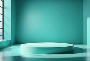 Empty Tosca Rounded Pedestal Stage Background with Natural Lighting for Product Placement photo