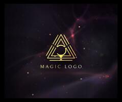 Vector illustration of sacred geometry logo on space background. Design element.