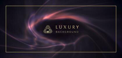 Luxury background with glowing waves and golden frame. Vector illustration