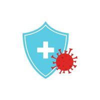Vector icon of shield against virus bacteria flat design concept