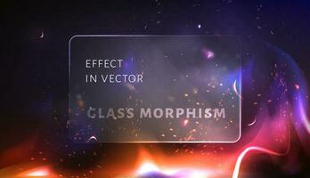 Fiery glowing background with place for your text. Vector illustration. Modern glass morphism style.