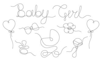 Baby girl set in line art style vector