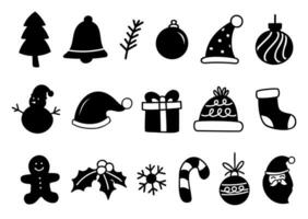 Set of merry christmas element and symbol in hand drawn style. vector