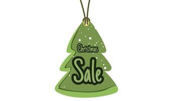 Green Christmas sale price tag in the shape of a pine tree. vector