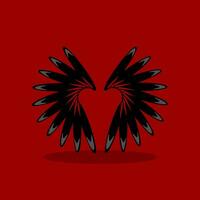 abstract black bird wings on a red background. Vector illustration.