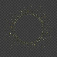 Glitter gold particles circle shape element for text and greeting card. Christmas glowing light bokeh background texture. vector