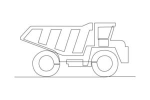 Continuous one line drawing Mining industry isometric icon. Mining equipment concept. Doodle vector illustration.